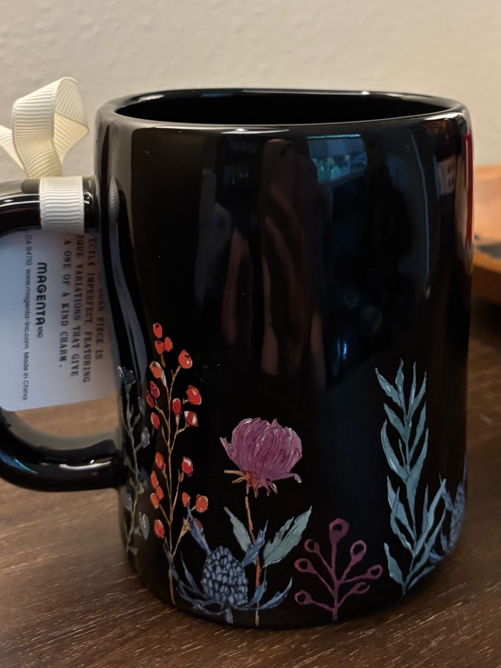 Rae Dunn TOXIC Black Floral Double sided mug - Picture 2 of 4
